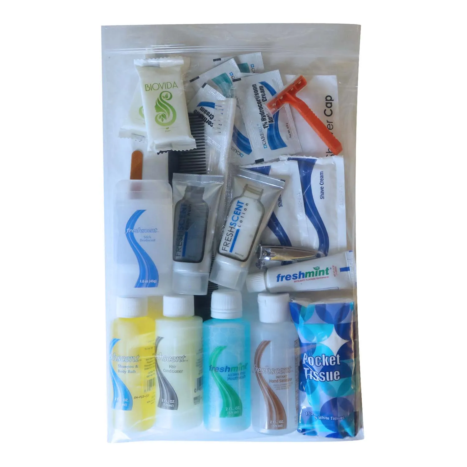 23 Piece Premium Wholesale Hygiene Kits - Bulk Toiletry Case of 24