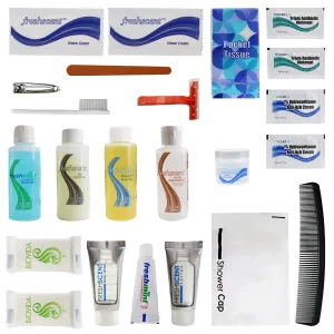 23 Piece Premium Wholesale Hygiene Kits - Bulk Toiletry Case of 24