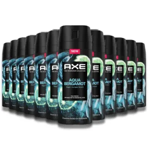 Axe - Deodorant Body Spray for Men Aqua Bergamot - 4 oz - 12 pack