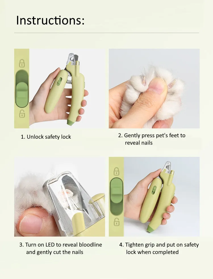 Banana Pet Nail Clippers with LED Light