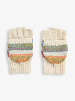 Fair Isle Stripe Gloves - Natural - select size