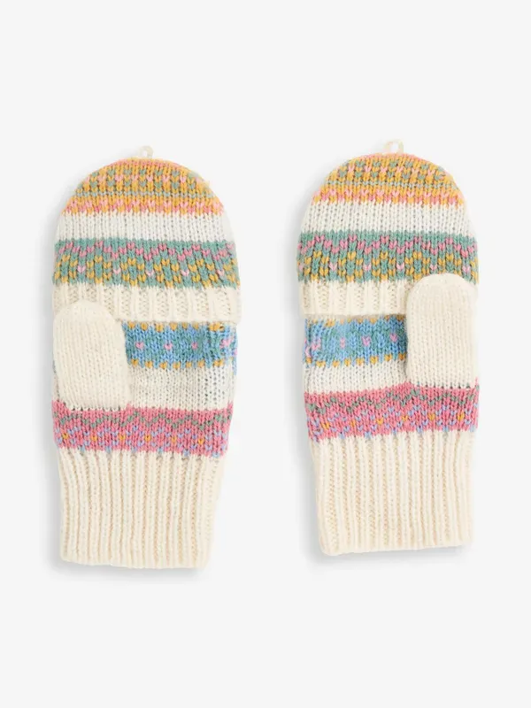 Fair Isle Stripe Gloves - Natural - select size