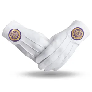 Grand Master Blue Lodge Gloves - Pure Cotton With Purple Patch