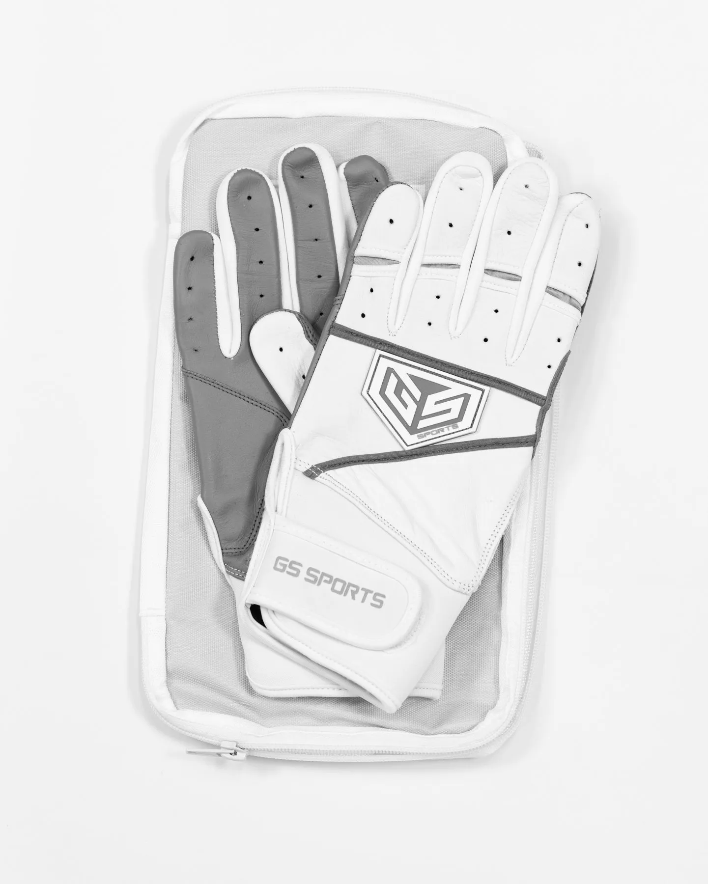 GS Sports Apex Premium Leather Batting Glove - White