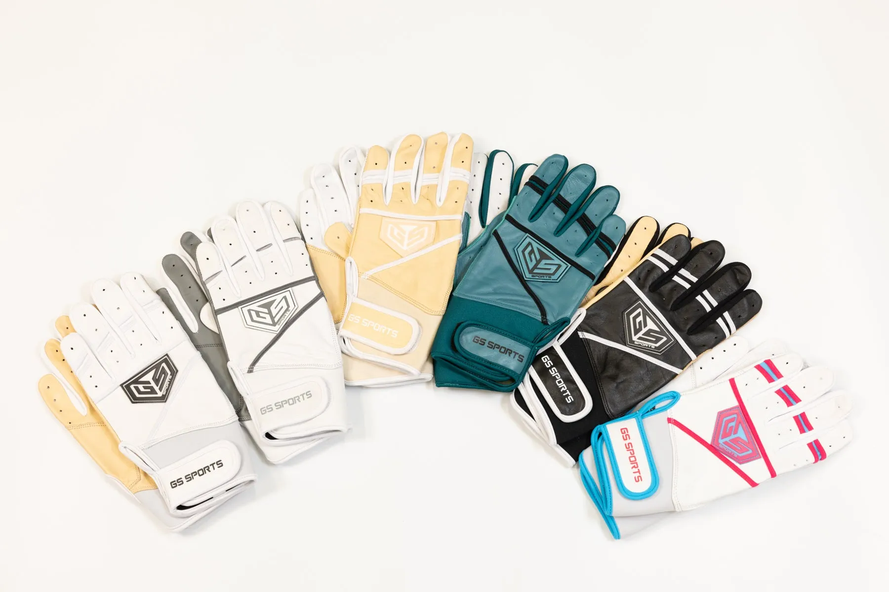 GS Sports Apex Premium Leather Batting Glove - White