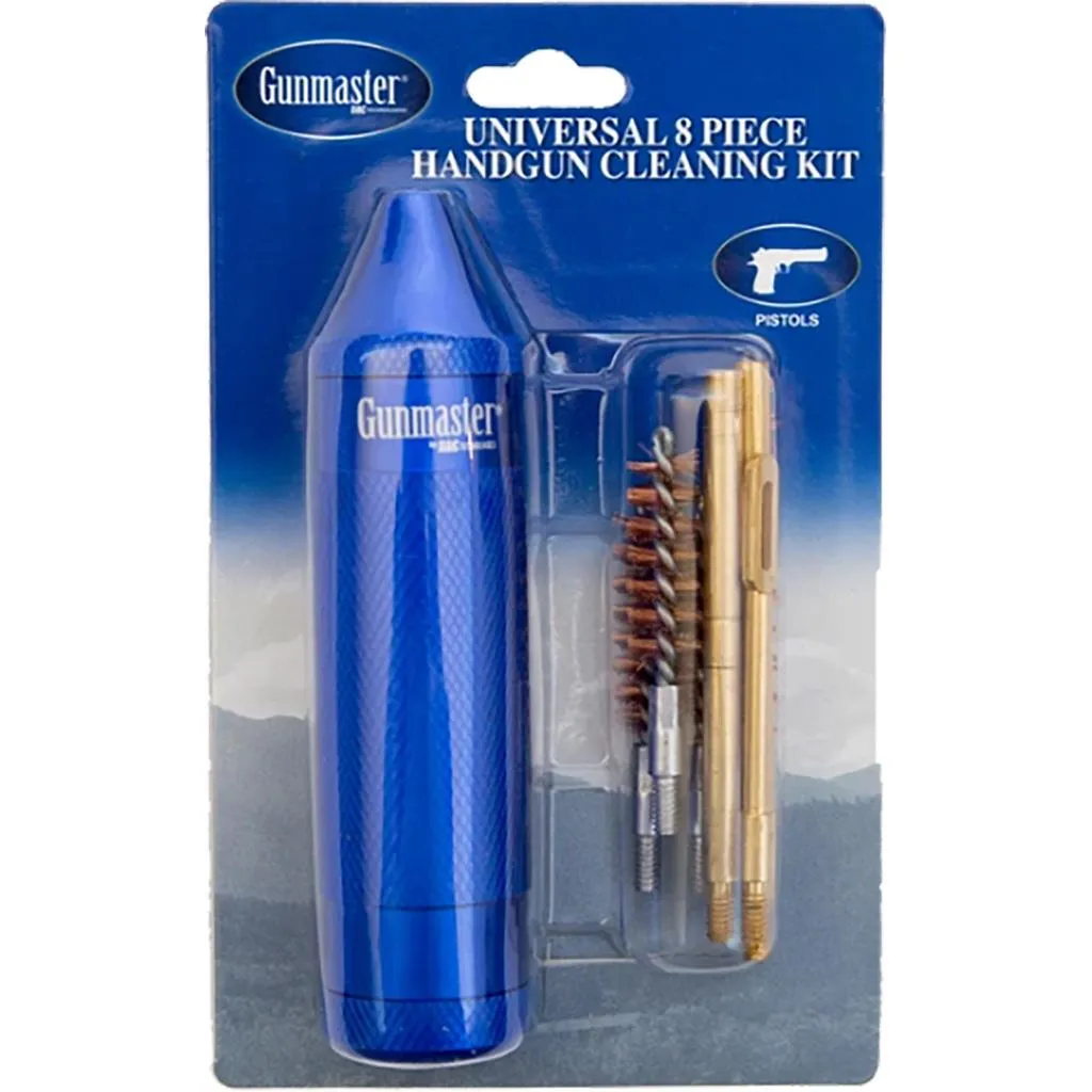 Gunmaster Compact Universal Pistol Cleaning Kit .22-.45 cal  Aluminum Handle 8 pc.