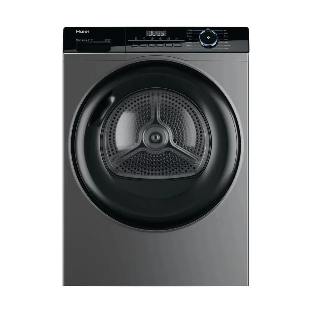 Haier HD80A2939R 8kg Heat Pump Tumble Dryer, Graphite