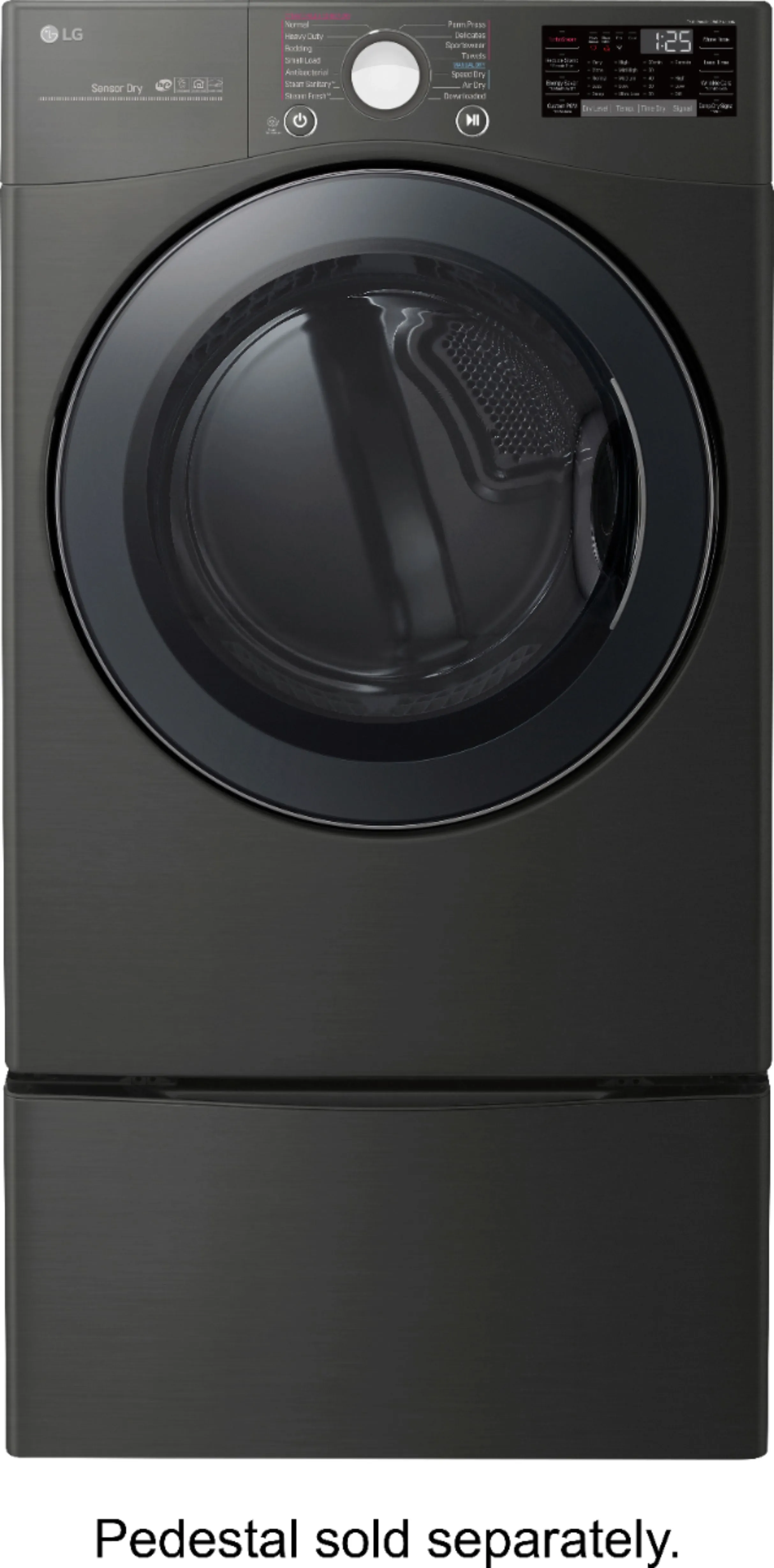 LG - 7.4 Cu. Ft. 14-Cycle Gas Dryer with Steam - Black Steel