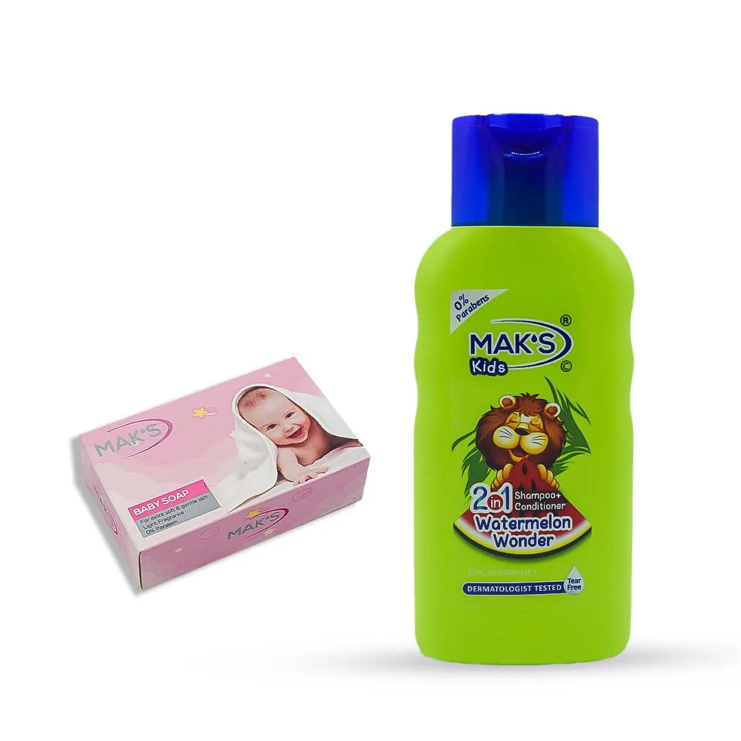 MAK’S Kids 2in1 Shampoo   Cond Watermelon Wonder 300ml With Baby Soap 85g