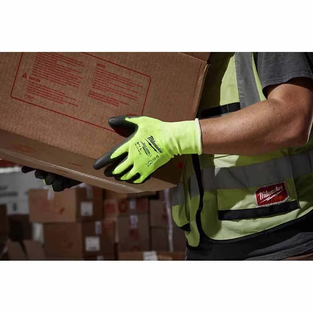 Milwaukee 48-73-8911 High Visibility Cut Level 1 Polyurethane Dipped Gloves - M