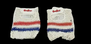 PAIR OF TECHNO TRACK BIKE CROCHET LEATHER PALM CYCLE MITTS WHITE - EXTRA LARGE