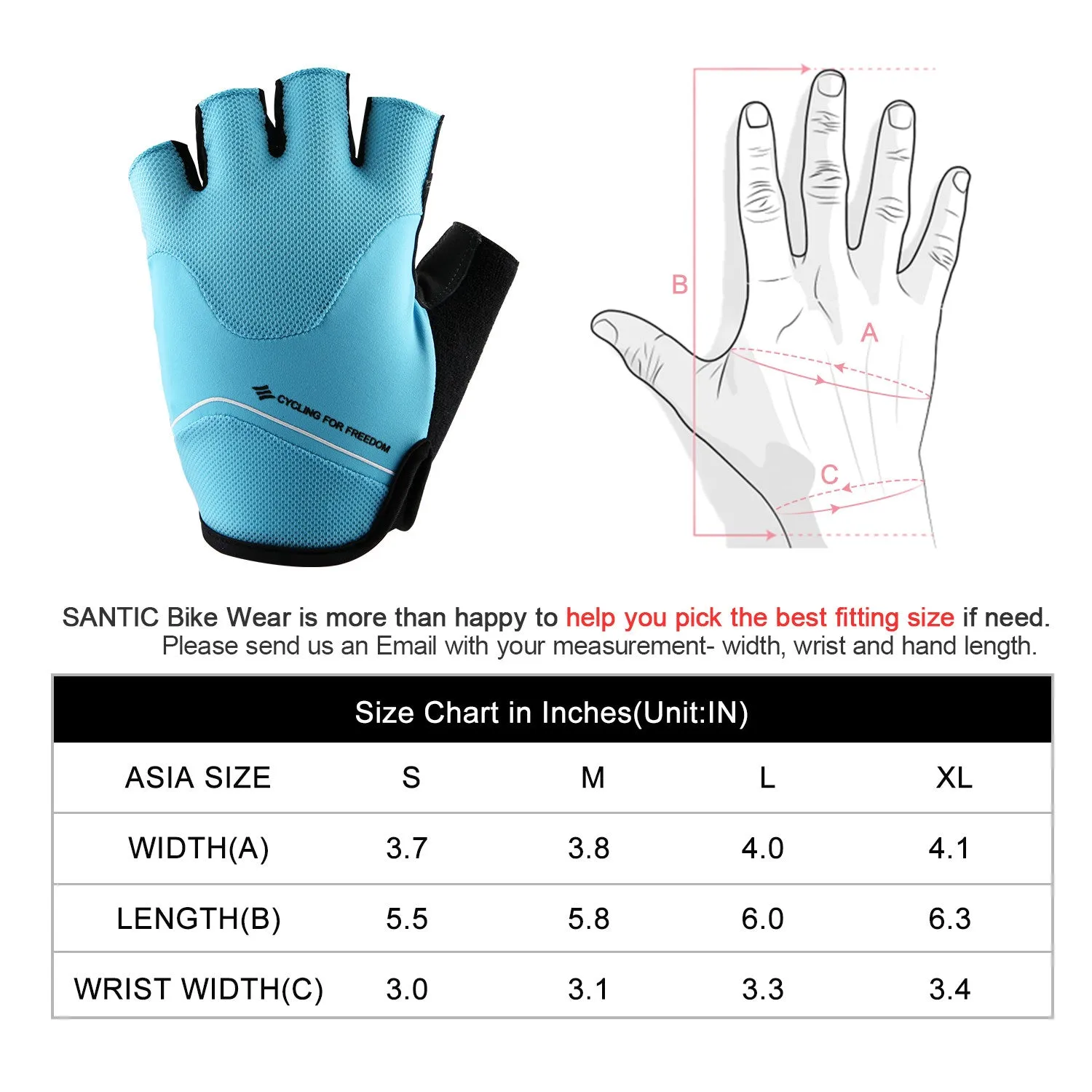 Santic Nicolai Men Blue Cycling Gloves