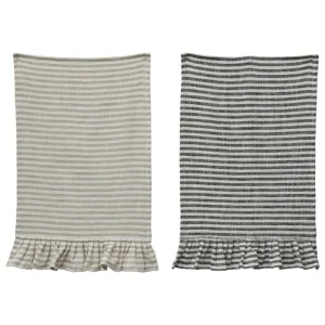 STRIPED TEA TOWEL WITH RUFFLE