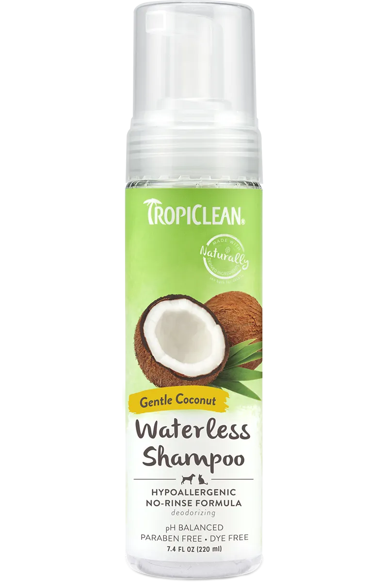 TropiClean Gentle Coconut Hypoallergenic Waterless Shampoo for Pets